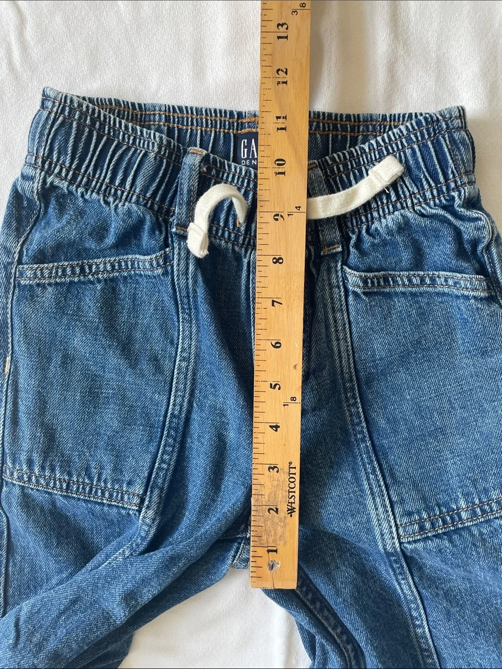GAP KIDS Wide Leg Utility Denim Jeans - Size Medium Comfy Blue Pants Long